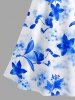 Flowers Watercolor Print Drop Shoulder Hawaii Midi Dress -  