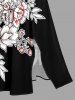 Robe midi trapèze Hawaii à imprimé fleurs, feuilles et branches, avec poches fendues - Blanc M