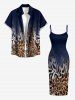 Robe hawaïenne à imprimé léopard dégradé - Cadetblue XS