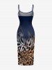 Robe hawaïenne à imprimé léopard dégradé - Cadetblue XS