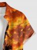 Chemise hawaïenne pour homme à boutons et poche, avec imprimé de cocotiers et coucher de soleil en dégradé - Orange L