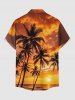 Chemise hawaïenne pour homme à imprimé cocotier et coucher de soleil en dégradé, avec boutons et poche - Orange 2XL