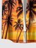 Coconut Tree Ombre Dusk Sunset Print Hawaii Button Pocket Shirt For Men -  