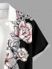 Chemise hawaïenne pour homme à imprimé fleurs et feuillages, avec boutons et poche - Blanc M