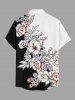 Flower Leaf Branch Print Hawaii Button Pocket Shirt For Men -  