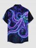 Chemise hawaïenne homme à motif galaxie et poulpe scintillant, à boutons et poche - Pourpre  S