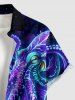 Chemise hawaïenne homme à imprimé galaxie pieuvre scintillante, à boutons et poche - Pourpre  M