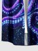 Chemise hawaïenne homme à imprimé galaxie pieuvre scintillante, à boutons et poche - Pourpre  M
