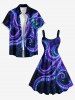 Robe trapèze hawaïenne à imprimé pieuvre galaxie à paillettes - Pourpre  XS