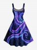 Robe trapèze hawaïenne à imprimé pieuvre galaxie à paillettes - Pourpre  XS