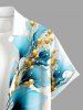 Flower Leaf Metallic Print Buttons Pocket Hawaii Shirt For Men -  