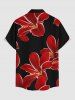Chemise hawaïenne pour homme à imprimé fleurs, avec boutons et poche - Rouge Vineux 5XL