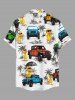Coconut Tree Ducks Cars Print Buttons Pocket Hawaii Shirt For Men -  