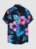 Chemise hawaïenne homme à imprimé hibiscus et feuilles, avec boutons et poche - Pers 3XL