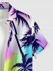 Chemise hawaïenne homme à imprimé ciel coloré et cocotiers, avec boutons et poche - Pourpre  L