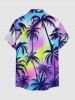 Chemise hawaïenne pour homme à imprimé cocotier et ciel coloré, avec boutons et poche - Pourpre  2XL