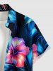 Hibiscus Flower Leaf Print Buttons Pocket Hawaii Shirt For Men -  