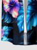 Hibiscus Flower Leaf Print Buttons Pocket Hawaii Shirt For Men -  