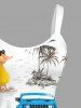 Robe débardeur hawaïenne à imprimé cocotier, canards et voitures (bretelles ajustables) - Blanc XXS