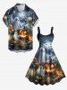 Robe débardeur Halloween à imprimé citrouille, fantôme, toile d’araignée et chauve-souris (bretelles ajustables) - Gris Clair XXS