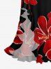 Robe portefeuille hawaïenne à imprimé floral, avec volants et fente - Rouge Vineux XS