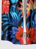 Chemise hawaïenne pour homme à imprimé fleur d'hibiscus et feuilles tropicales, avec boutons et poche - Bleu 6XL