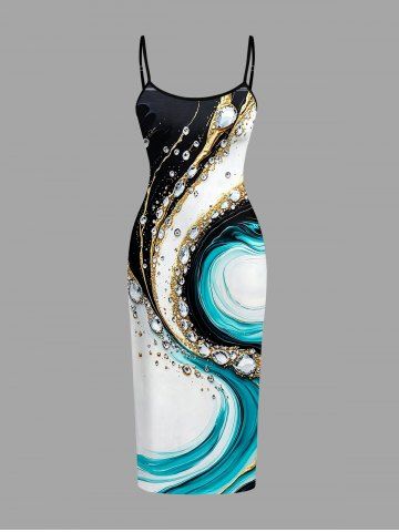 Robe ajustée Hawaii à imprimé colorblock Diamond Curve - TURQUOISE - 4X
