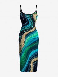 Fluid Curve Painting Print Hawaii Dress -  