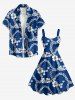 Hibiscus Flower Tropical Leaf Branch Print Matching Hawaii Beach Outfit For Couples -  