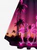 Neon Coconut Tree Flamingo Skateboard Ombre Galaxy Print Matching Hawaii Beach Outfit For Couples -  