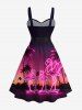 Neon Coconut Tree Flamingo Skateboard Ombre Galaxy Print Matching Hawaii Beach Outfit For Couples -  