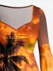 Coconut Tree Ombre Dusk Sunset Print Matching Hawaii Beach Outfit For Couples -  