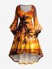 Coconut Tree Ombre Dusk Sunset Print Matching Hawaii Beach Outfit For Couples -  