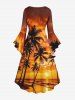 Coconut Tree Ombre Dusk Sunset Print Matching Hawaii Beach Outfit For Couples -  