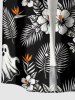 Halloween Tropical Leaf Hibiscus Flower Ghost Print Matching Outfit For Couples -  