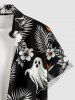 Halloween Tropical Leaf Hibiscus Flower Ghost Print Matching Outfit For Couples -  