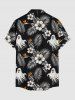 Halloween Tropical Leaf Hibiscus Flower Ghost Print Matching Outfit For Couples -  