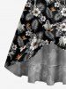 Halloween Tropical Leaf Hibiscus Flower Ghost Print Matching Outfit For Couples -  