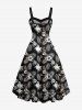 Halloween Tropical Leaf Hibiscus Flower Ghost Print Matching Outfit For Couples -  