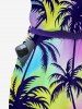 Coconut Tree Colorful Sky Print Matching Hawaii Beach Outfit For Couples -  