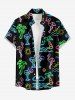Tenue de plage hawaïenne assortie pour couple avec imprimé néon pailleté cocotier et jus de flamant rose - Noir 