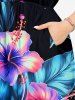 Hibiscus Flower Leaf Print Matching Hawaii Beach Outfit For Couples -  