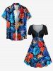 Hibiscus Flower Tropical Leaf Print Matching Hawaii Beach Outfit For Couples -  