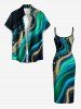 Fluid Curve Painting Print Hawaii Dress -  
