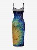 Robe hawaïenne à imprimé pailleté de plumes de paon - Bleu de Minuit XXS