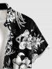 Skulls Skeleton Flower Butterfly Print Button Pocket Shirt For Men -  