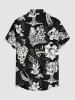 Skulls Skeleton Flower Butterfly Print Button Pocket Shirt For Men -  