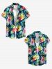 Women's Tropical Leaf Hibiscus Flower Print Hawaii Button Shirt -  
