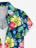 Women's Tropical Leaf Hibiscus Flower Print Hawaii Button Shirt -  