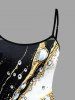 Diamond Curve Colorblock Print Hawaii Fitted Dress -  